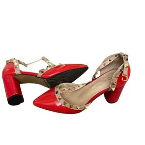 Red Patent Leather Studded Heels.Very comfortable and stunning.